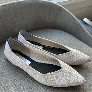 Rothy’s White Pointed Toe Flats with Textured Detail
